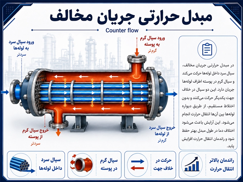 جریان ناهمسو یا مخالف در مبدل حرارتی